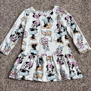 TODDLER GIRL DISNEY MINNIE MOUSE AND DAISY DUCK LONG SLEEVE PEPLUM DRESS